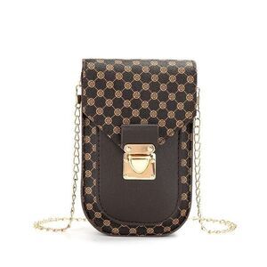 Crossbody with Gold Chain‎ Accent- Brown Bag